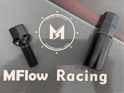 MFLOW Lug Bolt 12X1.5 T28MM L54MM HEX 17MM Ball Seat 20+KEY - Black
